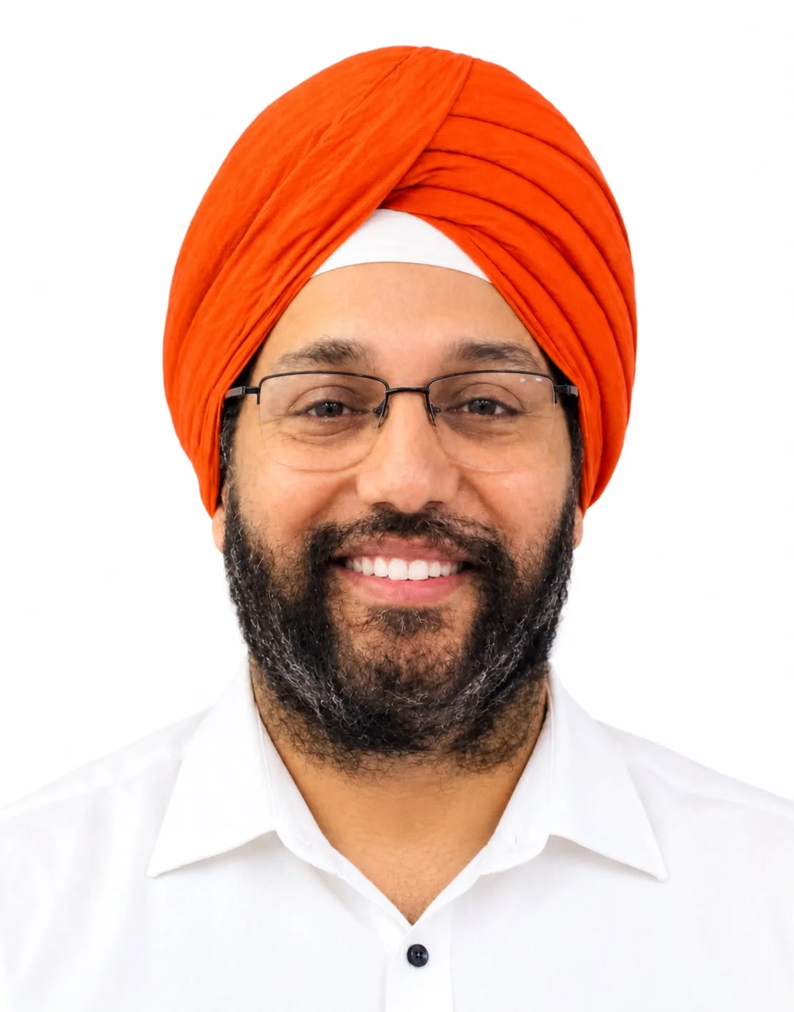 Chef Nitin Pal Singh wearing an orange turban